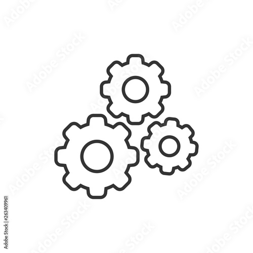 Gear vector icon in flat style. Cog wheel illustration on white background. Gearwheel cogwheel business concept.