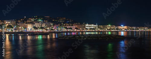 Cannes by night view from the beach