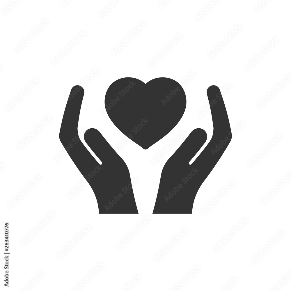 Heart care icon in flat style. Charity vector illustration on white isolated background. Love in hand business concept. Heart care icon in flat style. Charity vector illustration on white isolated background. Love in hand business concept.