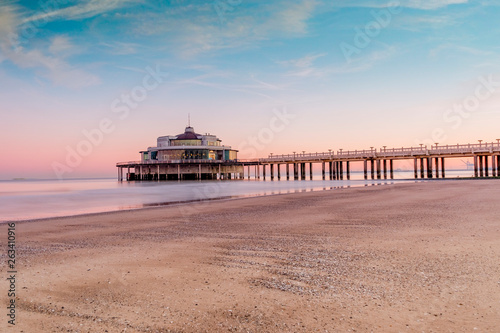 Beligum pier located in the city of Blankenberge during the morning  photo