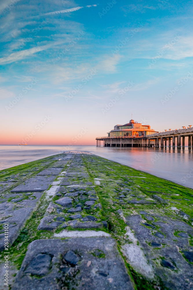 Fototapeta premium Beligum pier located in the city of Blankenberge