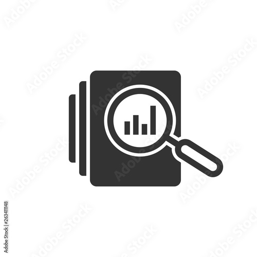 Audit document icon in flat style. Result report vector illustration on white isolated background. Verification control business concept.
