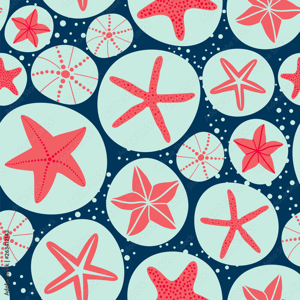 custom made wallpaper toronto digitalStarfishes and sea urchin. Seamless vector pattern in marine theme. 