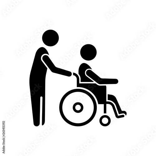 Pushing Wheelchair with Patient Icon