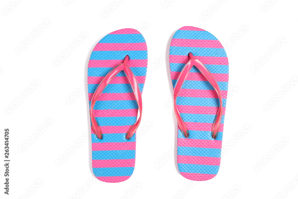 Pair of flip flops isolated on white background