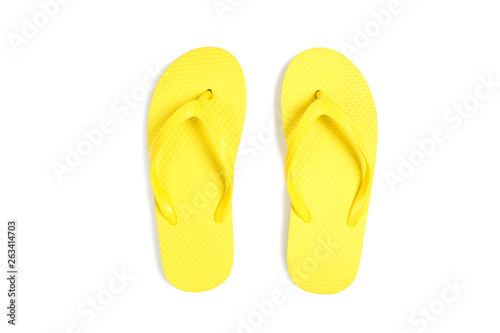 Pair of flip flops isolated on white background