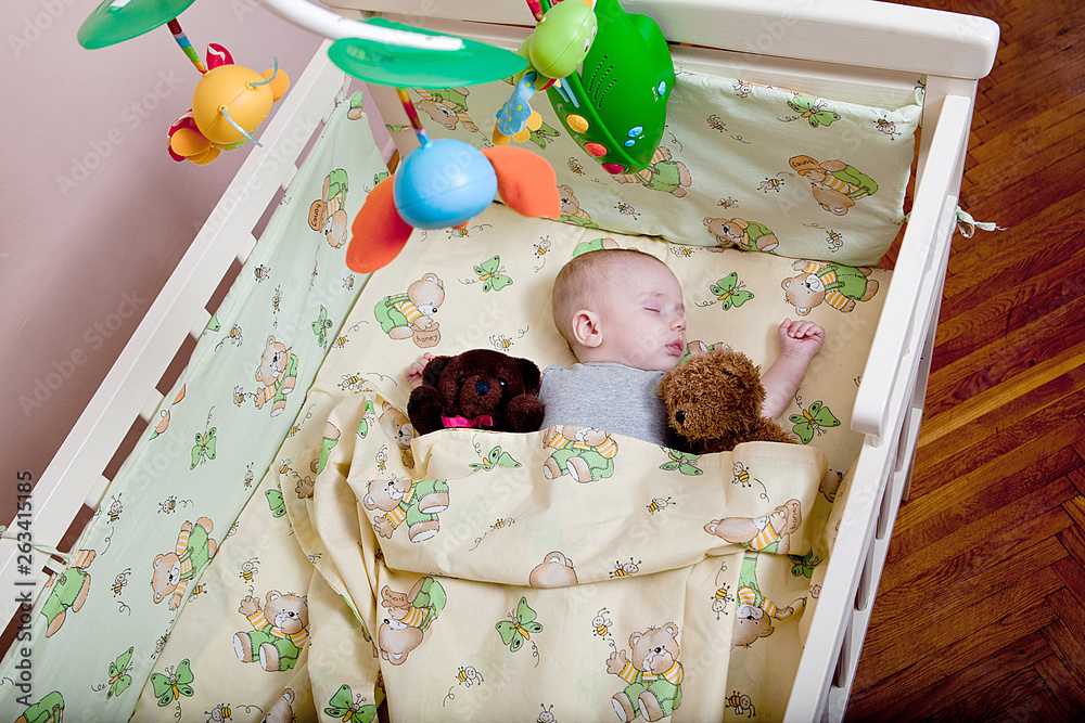 Baby Sleeping In Crib With Blanket