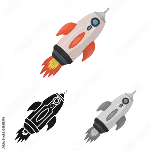 Vector design of rocket and launch  icon. Set of rocket and spaceship vector icon for stock.