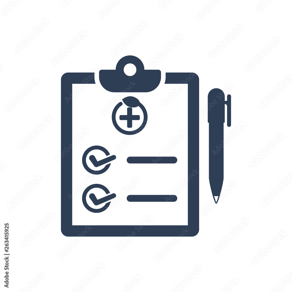 Simple Illustration of Medical Report Checklist Icon