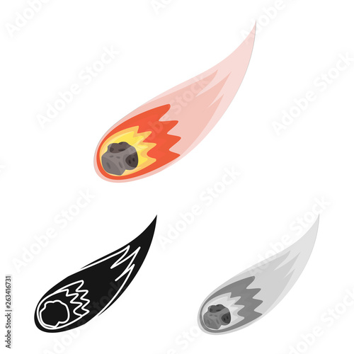 Vector design of comet and asteroid  sign. Set of comet and rock  stock symbol for web.