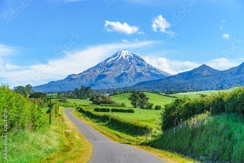 on the road, cone volcano mount taranaki, new zealand 9