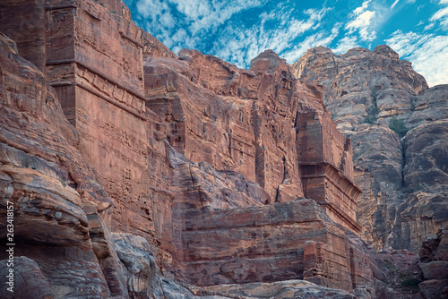 The Tomb of Unayshu, UNESCO World Heritage site of Petra, selective focus, Jordan - images photo