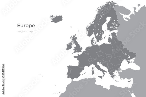 Detailed vector map of the Europe. Vector illustration
