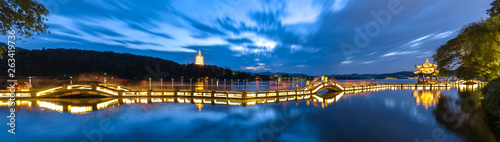 panorama night view of Hangzhou 