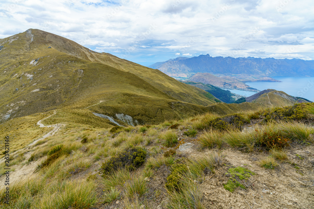hiking the ben lomond track, view of lake wakatipu at queenstown, new zealand 48