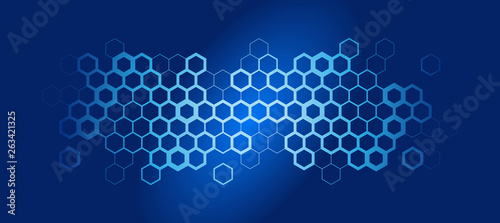 Honeycomb / hexagons - blue background
