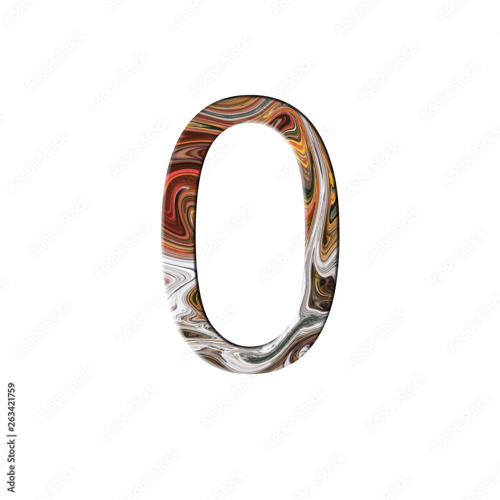 Number 0 illustration - painted liquid wave style. Design elements. Isolated background. Number 0 illustration - painted liquid wave style. Design elements. Isolated background.