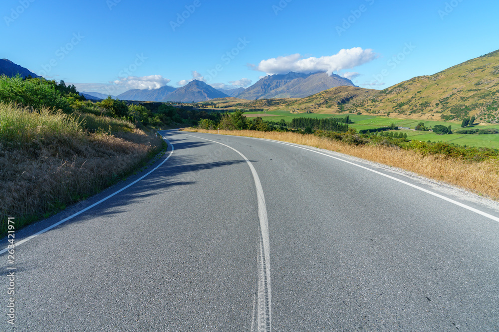 on the road to remarkables ski area at lake wakatipu, queenstown, new zealand 1