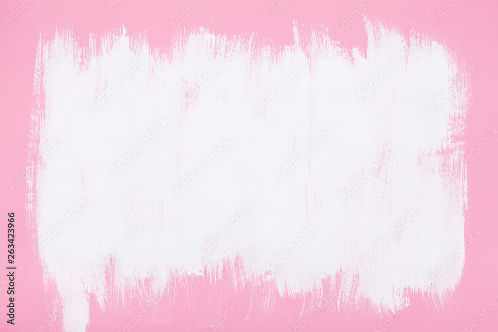 Abstract painted background. Pastel pink paper with white pattern.