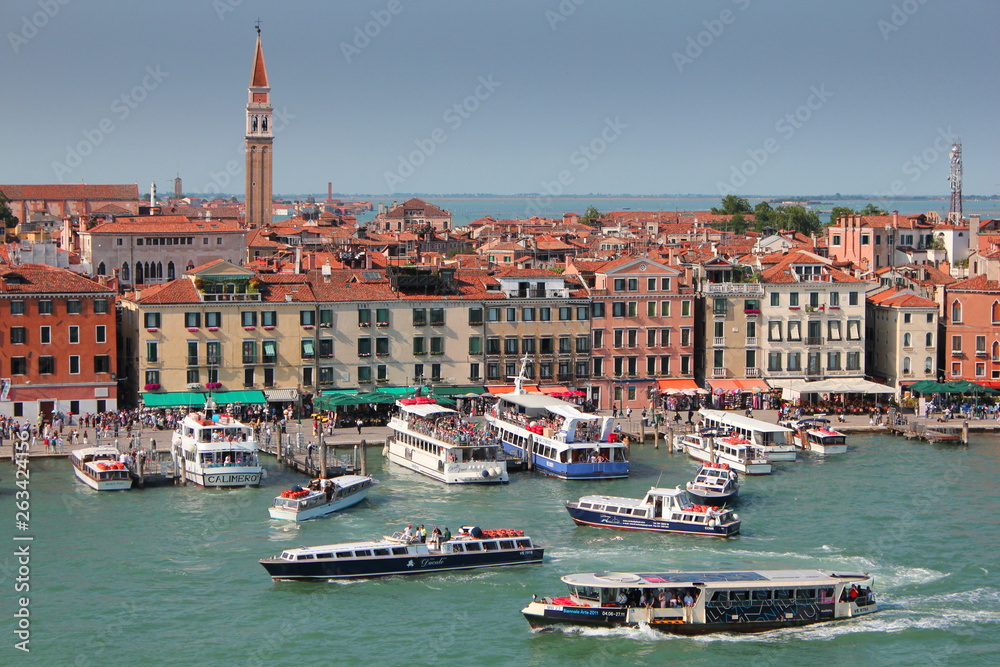 Busy waterway in Venice , Italy 