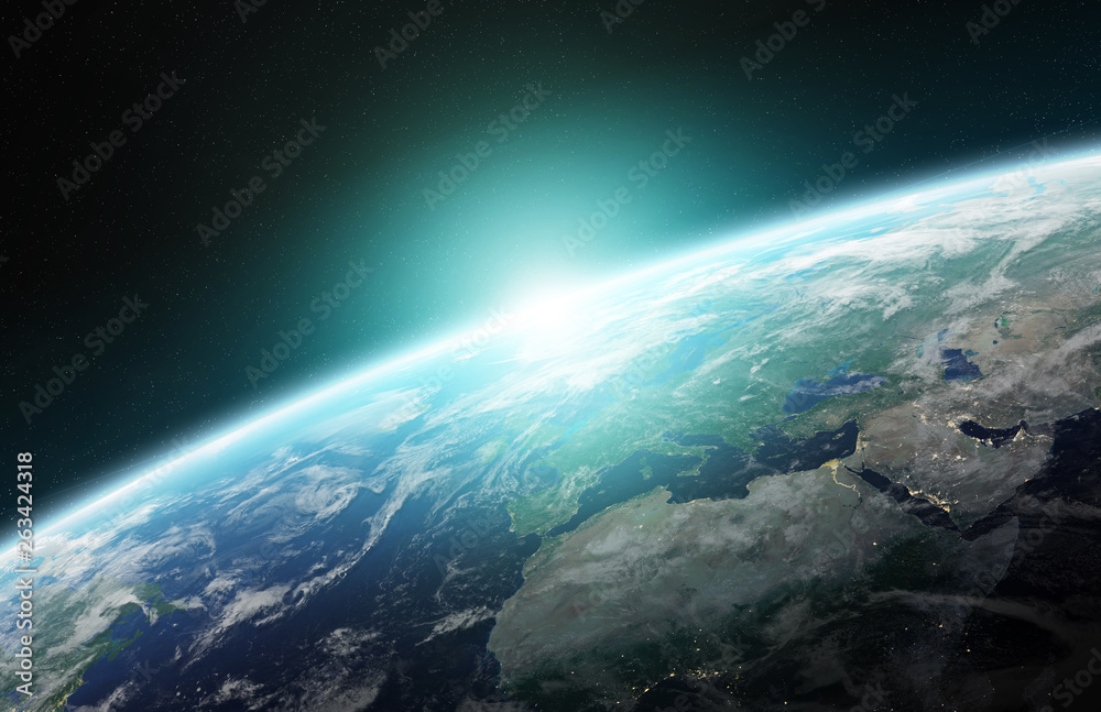 Fototapeta premium View of blue planet Earth in space 3D rendering elements of this image furnished by NASA