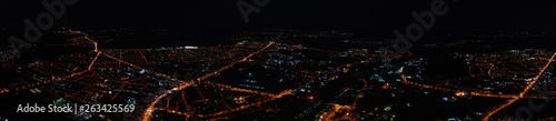 Panorama at night, the city of Rivne, Ukraine