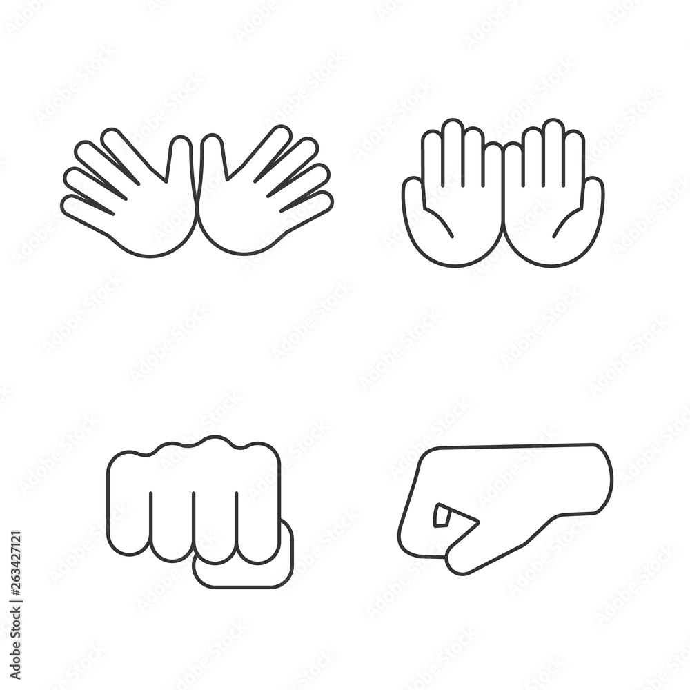 Hand gesture emojis linear icons set Hand gesture emojis linear icons set