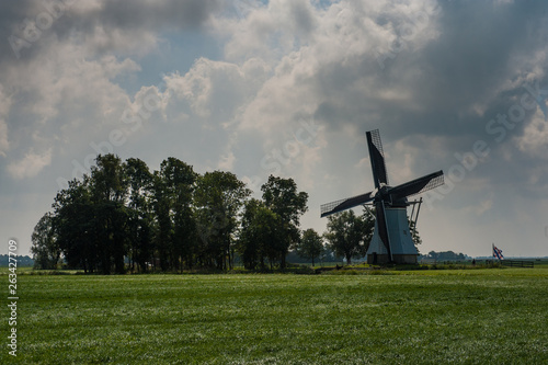 Traditional Dutch Windmill in Friesland