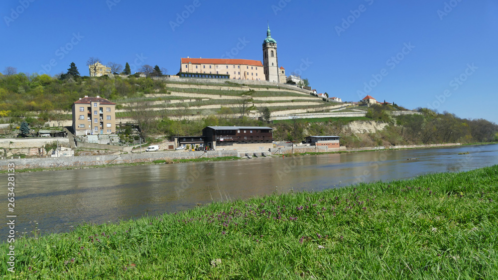 Historical town Melnik above Labe River, landmark of Czech Republic