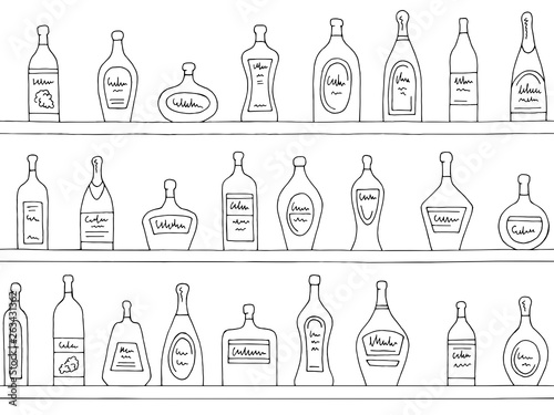 Shelves graphic black white seamless pattern background sketch illustration vector
