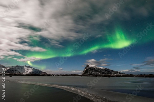 Northern lights or aurora borealis, Gimsoy, Lofoten, Norway, Europe photo