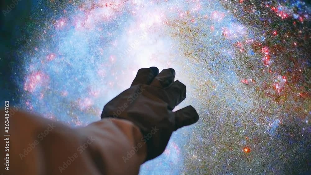 Astronaut exploring the space from his capsule