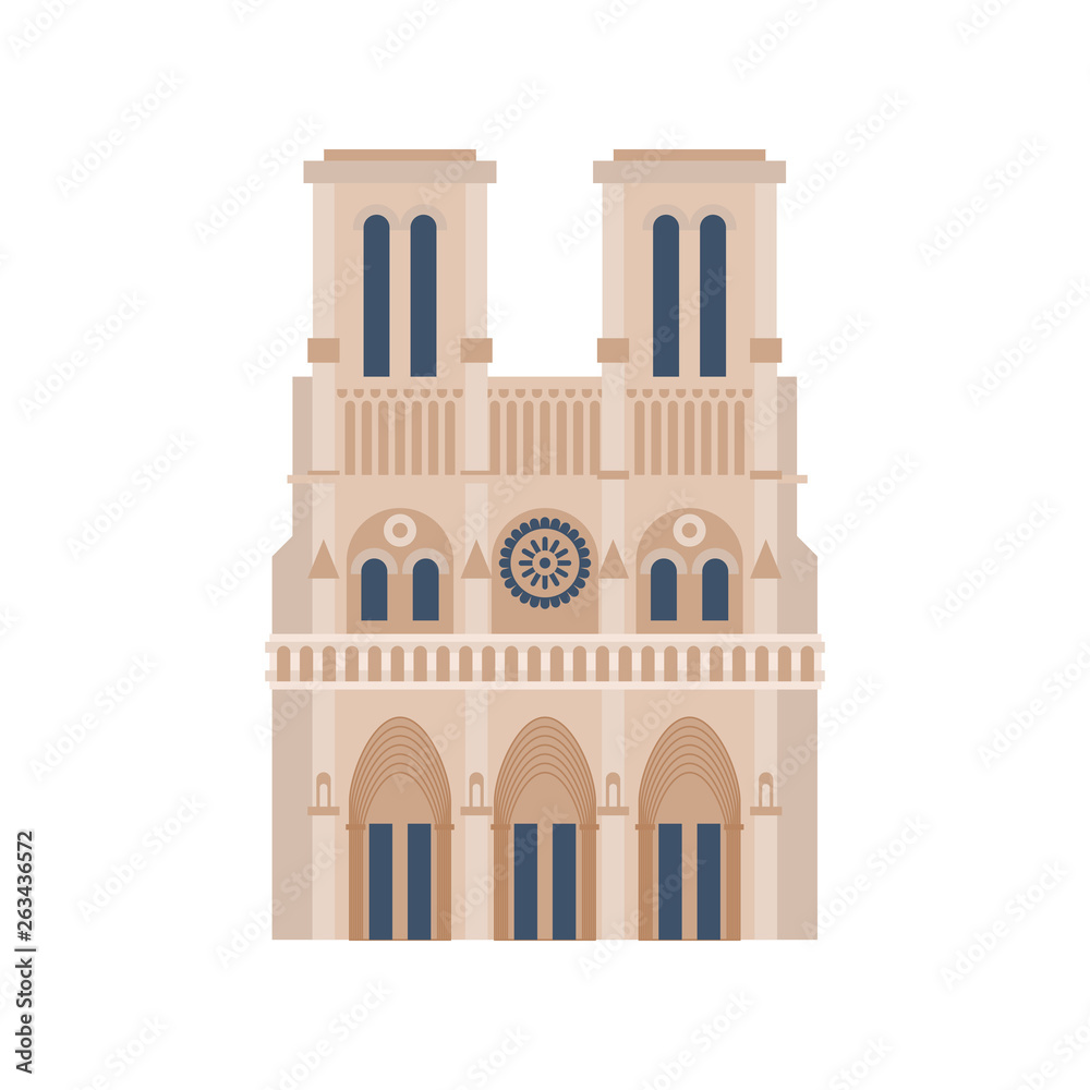 Notre Dame de Paris isolated. historic building in France.