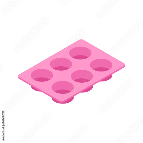Silicone form for cooking muffin and cupcake isolated. Vector illustration