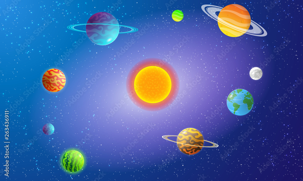 Set of Planets Universe Galaxy Illustration Set of Planets Universe Galaxy Illustration