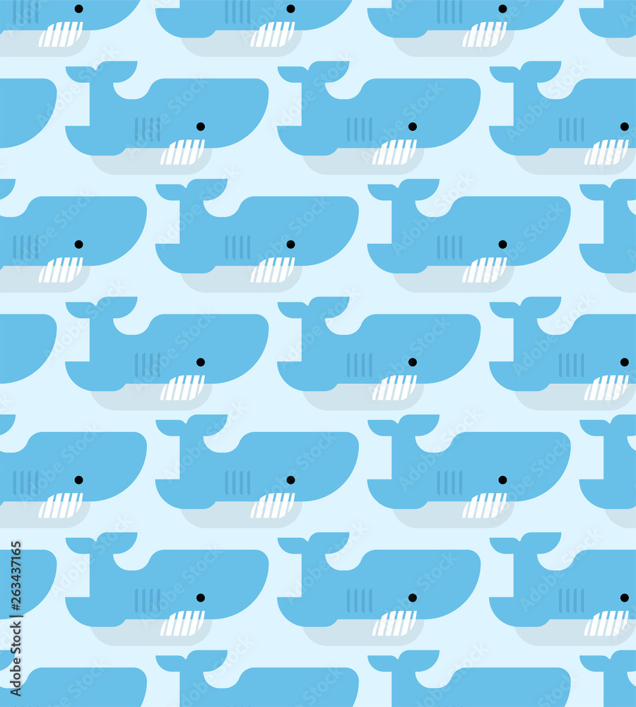 Shark pattern seamless cartoon style. Underwater predator background. Texture for baby cloth. vector illustration