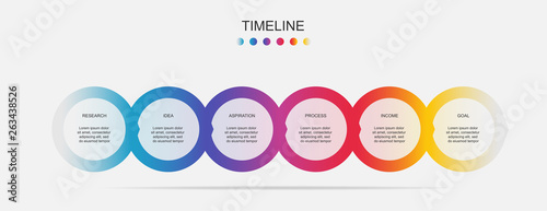 Business infographics. Timeline with 6 steps, options, circles. Vector chart. photo