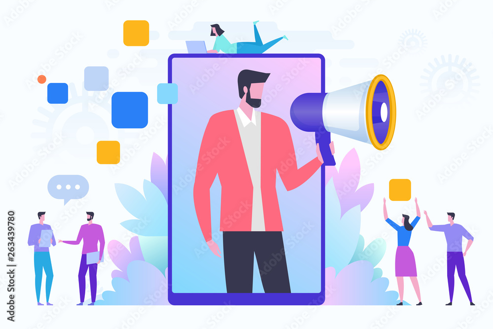 Refer a friend vector illustration concept. Social media marketing. Refer a friend vector illustration concept. Social media marketing.