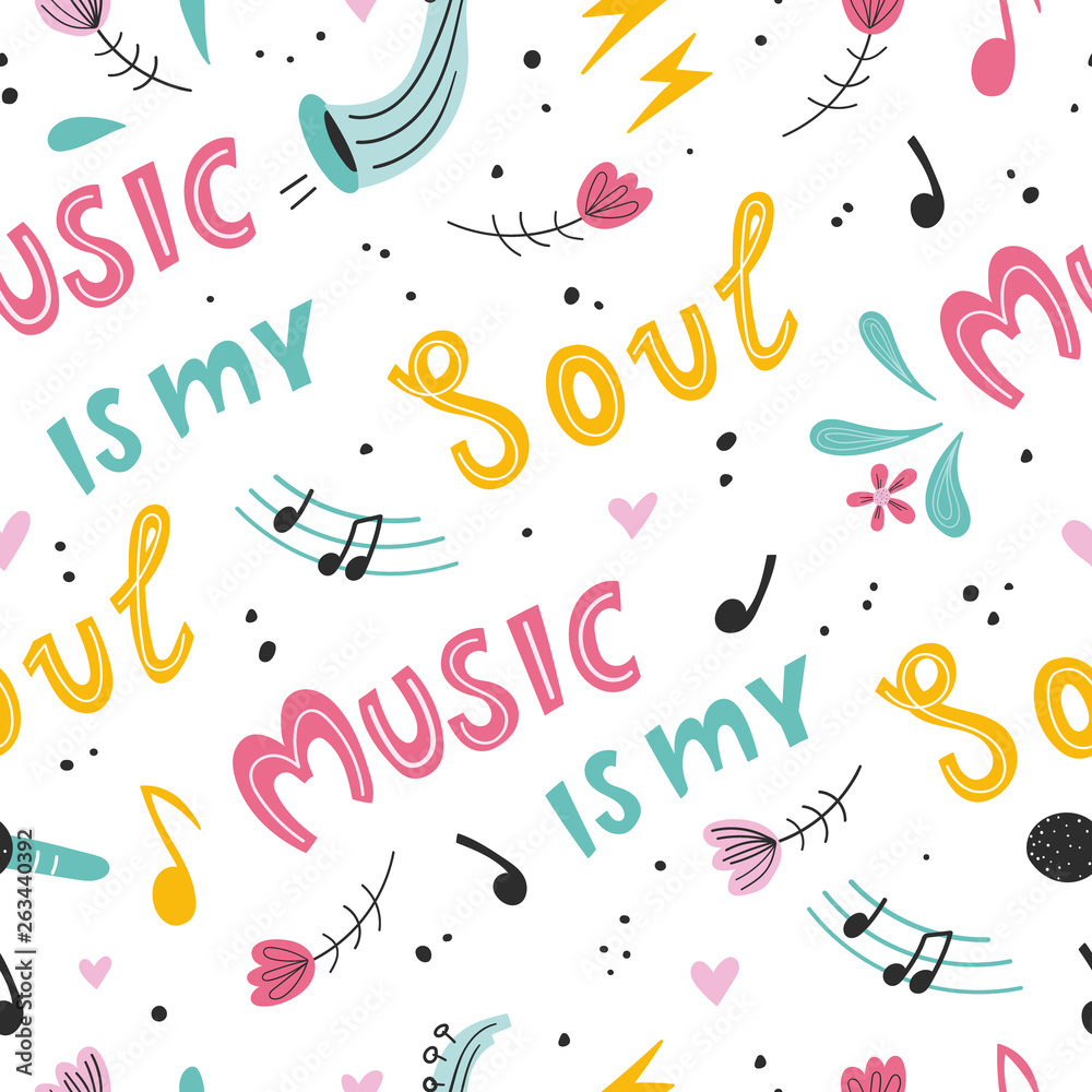 Musical seamless pattern. Musical instruments. Music background. Vector Musical seamless pattern. Musical instruments. Music background. Vector