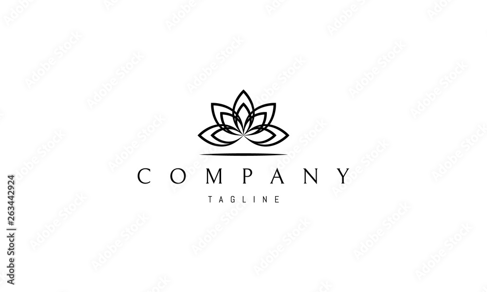 Lotus Yoga Flower Abstract Black vector logo design