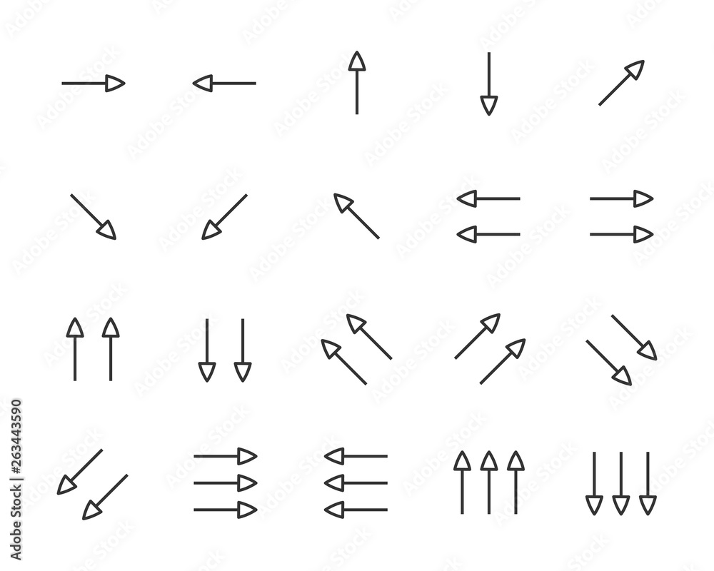 set of arrow icons, such as linear, curve, aiming, next set of arrow icons, such as linear, curve, aiming, next