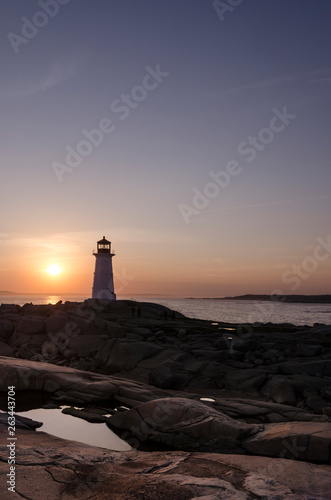 nova scotia lighthouse at sunset