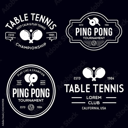 Printvector set of ping pong logos, emblems and design elements. table tennis logotype templates and badges.