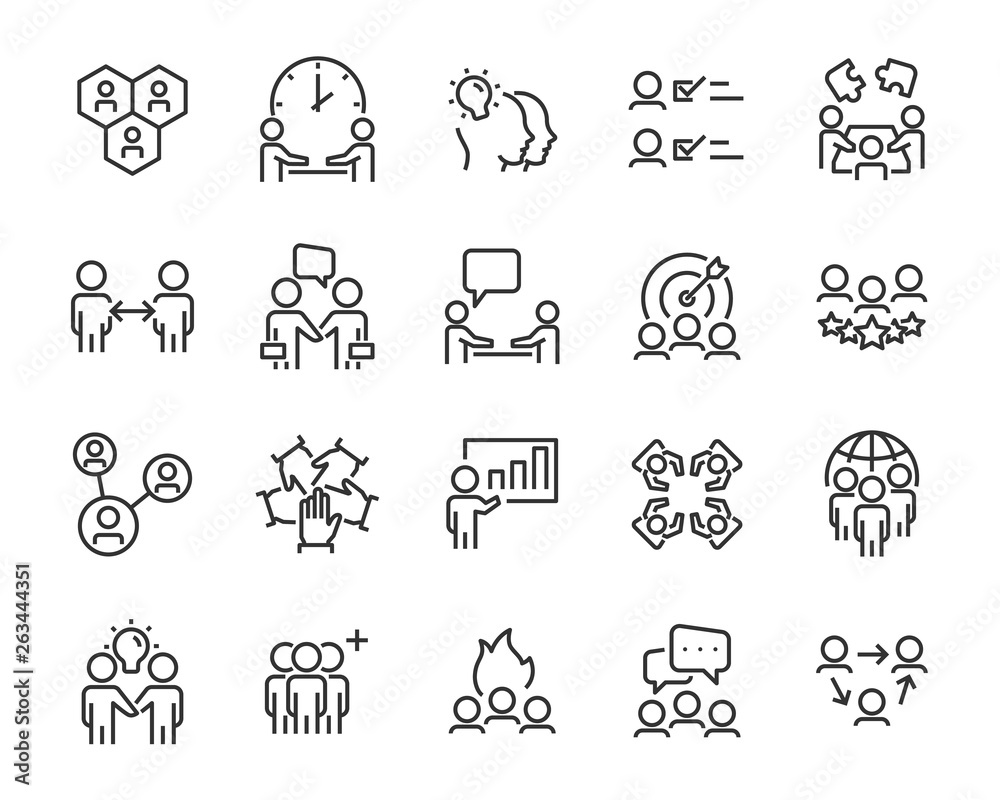 set of business people icons, such as meeting, team, structure, communication, member, group set of business people icons, such as meeting, team, structure, communication, member, group
