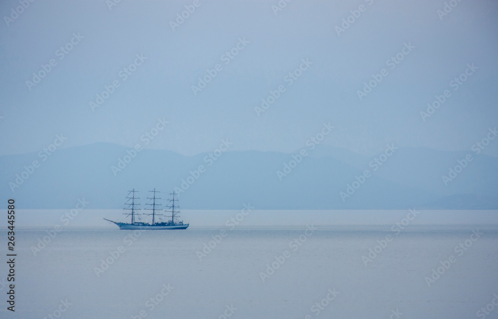 Russia. Vladivostok. April 2019. Sailing frigate