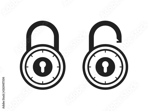 Lock open and lock closed vector icons
