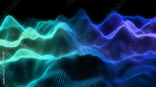 Music abstract background. Equalizer for music, showing sound waves with musical waves, background equalizer. 3d rendering.