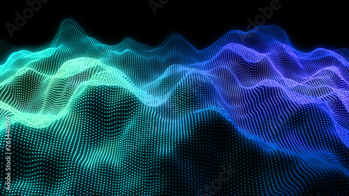 Music abstract background. Equalizer for music, showing sound waves with musical waves, background equalizer. 3d rendering. photo