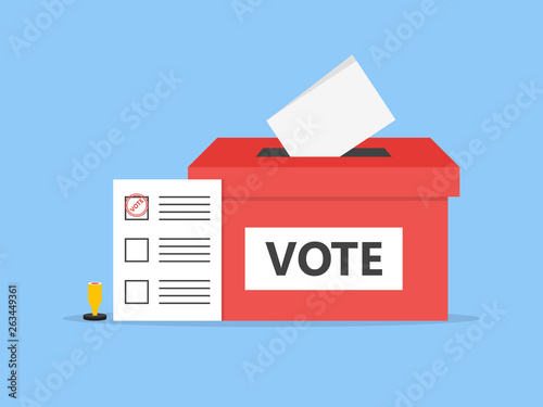 Voting Box paper and Stamp Illustration Vector Icon