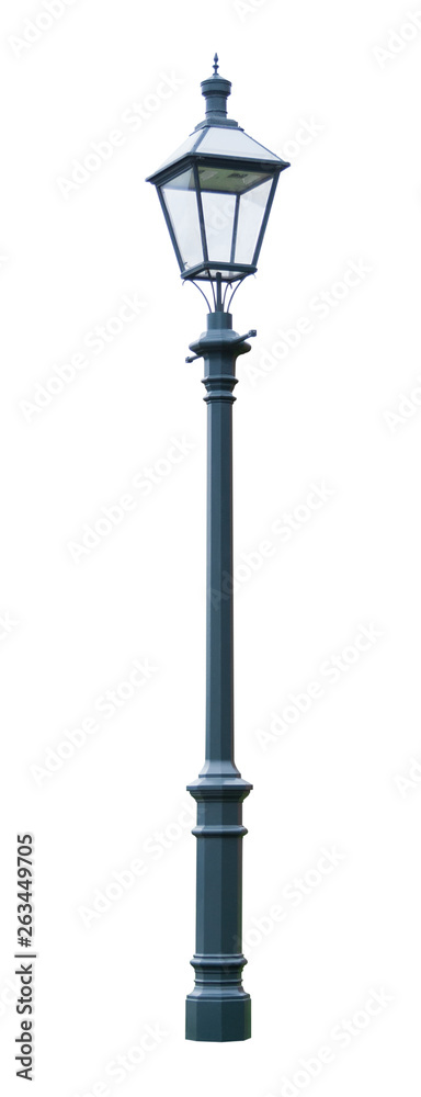 Lamppost with single bulb, isolated on a white background (design element)